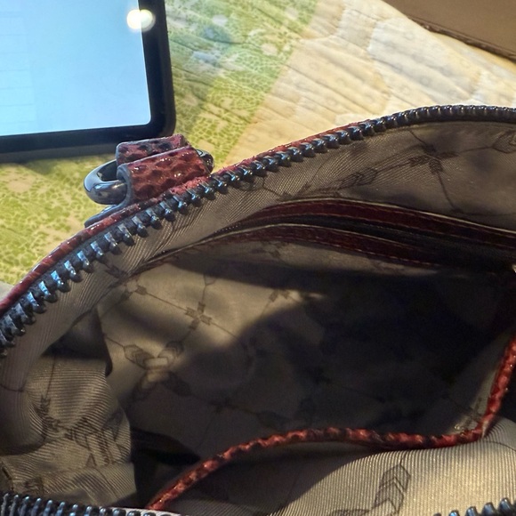 Aimee Kestenberg Leather Crimson Snake Print Satchel EUC - Picture 11 of 11